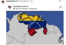 mapa de Venezuela con la bandera nacional