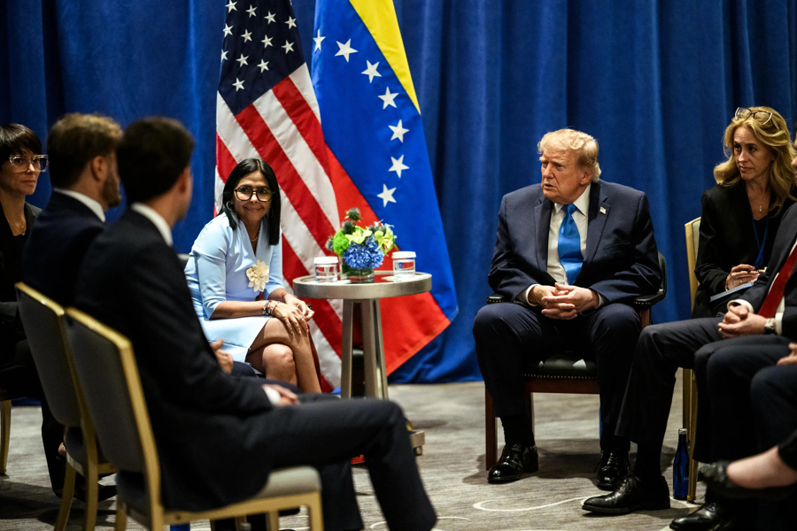 Donald Trump y Delcy Rodr&iacute;guez se re&uacute;nen por primera vez en Nueva York