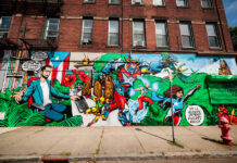 el mural La Borinqueña defiende Puerto Rico, obra de Edgardo Miranda-Rodriguez
