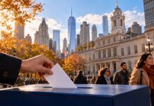 Nueva York se juega el poder en las urnas Autumn Ballot Beneath Lower Manhattan