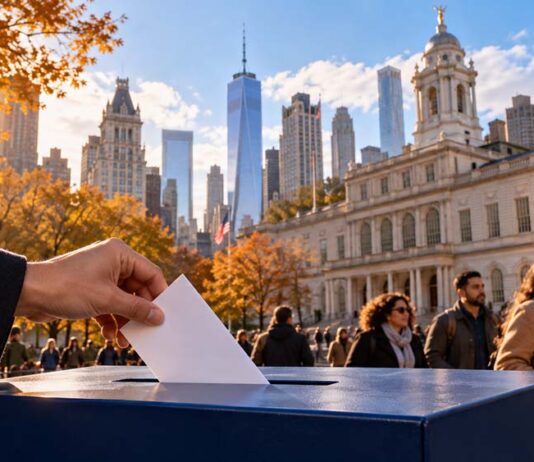 Autumn Ballot Beneath Lower Manhattan