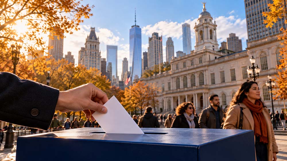 Autumn Ballot Beneath Lower Manhattan