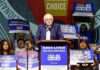 US Senator Bernie Sanders speaks at rally in Los Angeles