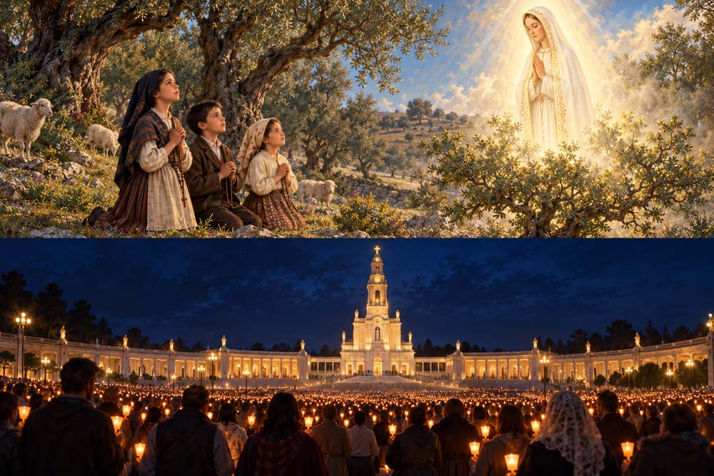 Fatima Children and Candlelight Pilgrims-2