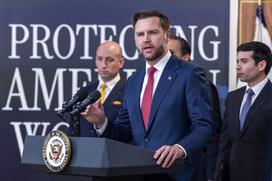 US Vice President JD Vance hosts a Fraud Task Force press conference