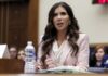 Kristi Noem deja de ser enviada especial para el Escudo de las Américas Kristi Noem