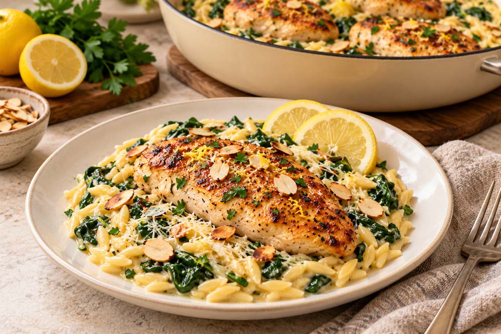 Lemon Chicken with Creamy Orzo-4