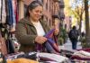 New York vendor folding colorful scarves (1)